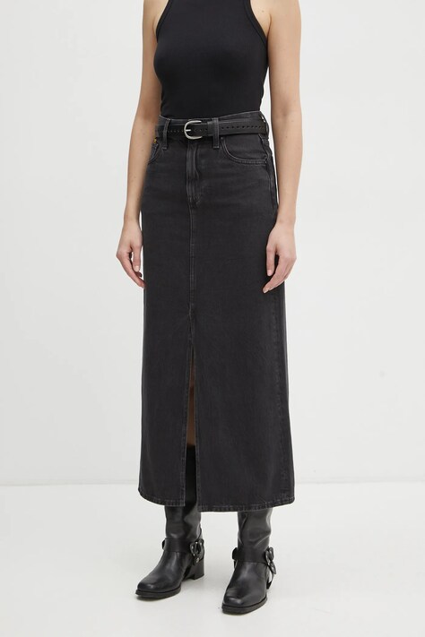 G-Star fustă din denim culoarea negru, maxi, dreaptă, D24385-D772