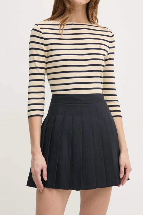 Tommy Hilfiger fusta culoarea albastru marin, mini, evazati, WW0WW43626