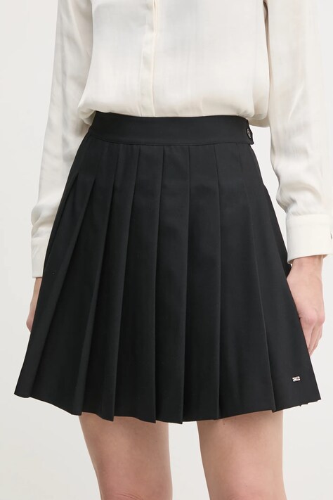 Tommy Hilfiger fusta culoarea negru, mini, evazati, WW0WW43626