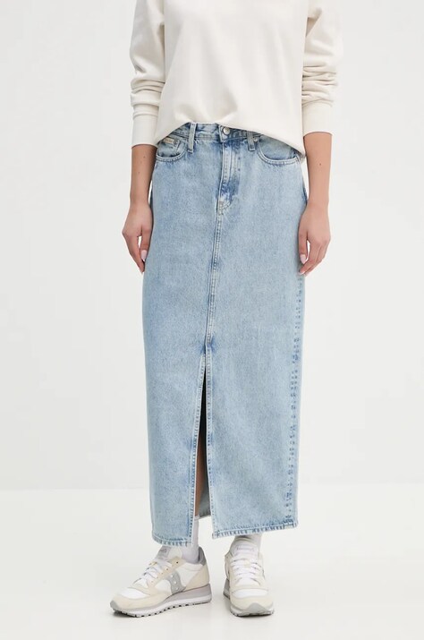 Calvin Klein Jeans fustă din denim maxi, dreaptă, J20J224054