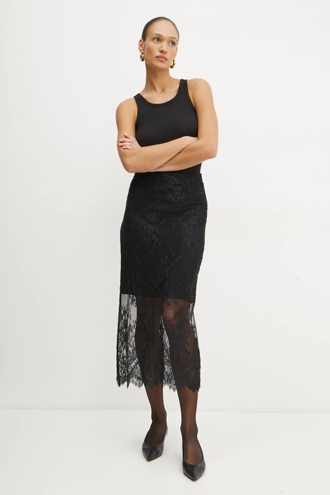Morgan fusta JDENTY culoarea negru, maxi, drept, JDENTY