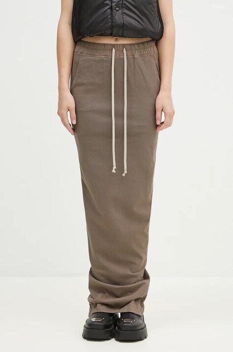 Rick Owens fusta Pull On Pillar Skirt culoarea gri, maxi, creion, DS02D2332.RIG
