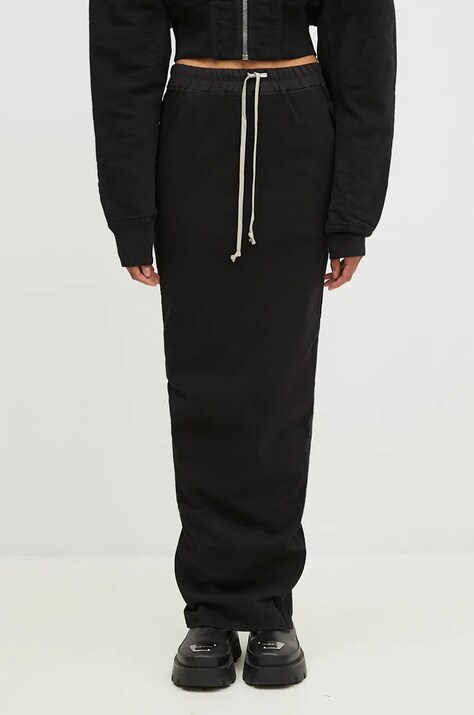 Rick Owens fusta Pull On Pillar Skirt culoarea negru, maxi, creion, DS02D2332.RIG
