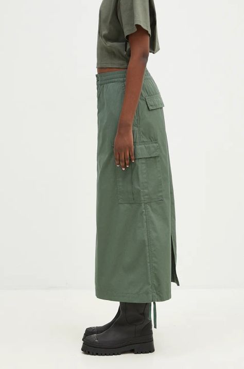 Carhartt WIP spódnica bawełniana Cargo Skirt Long kolor zielony midi prosta I033823.29N02