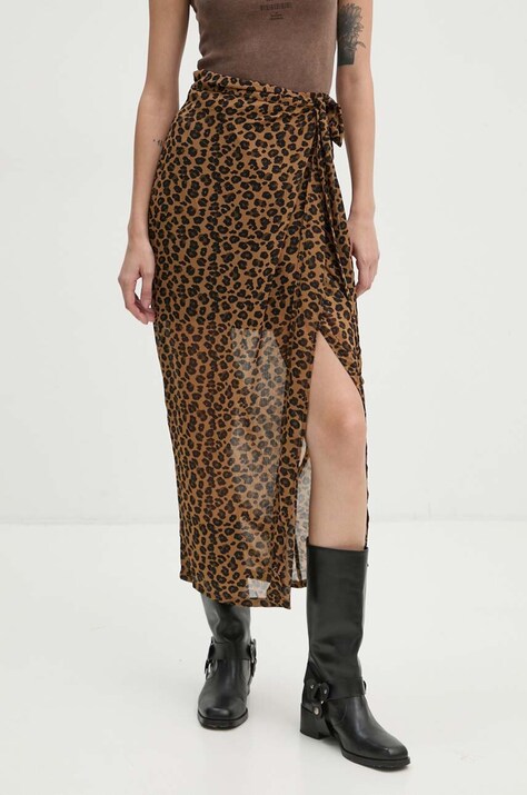 Юбка Never Fully Dressed Leopard Sheer Jaspre цвет бежевый maxi прямая NL28362