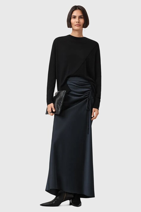 Φούστα AllSaints ALEXIA χρώμα: μαύρο, W051RB