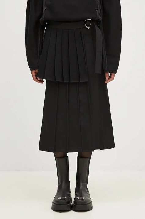 Шерстяная юбка Andersson Bell Double Pleated Wrap Skirt цвет чёрный mini прямая apa772w