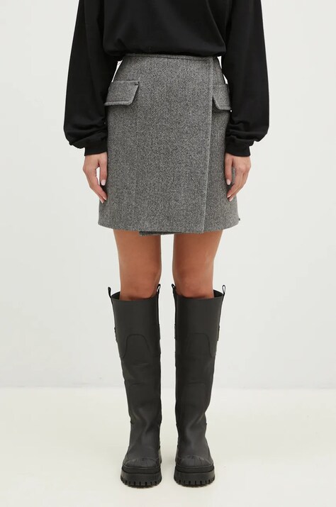 Шерстяная юбка Sportmax Laccio цвет чёрный mini прямая 2422106012600