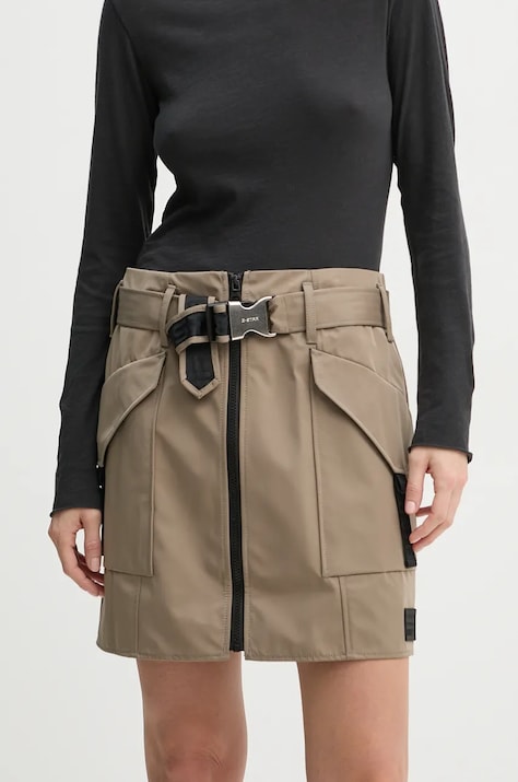 G-Star spódnica kolor beżowy mini rozkloszowana D25239-D720