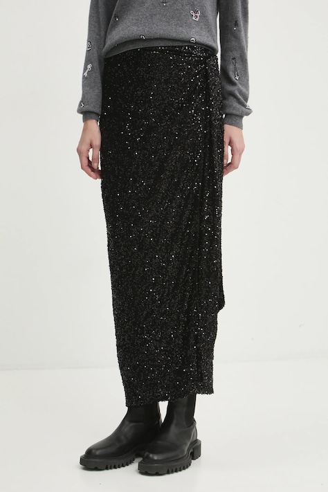 Sukňa Never Fully Dressed Jaspre Skirt čierna farba, maxi, rovný strih, NFDSK500