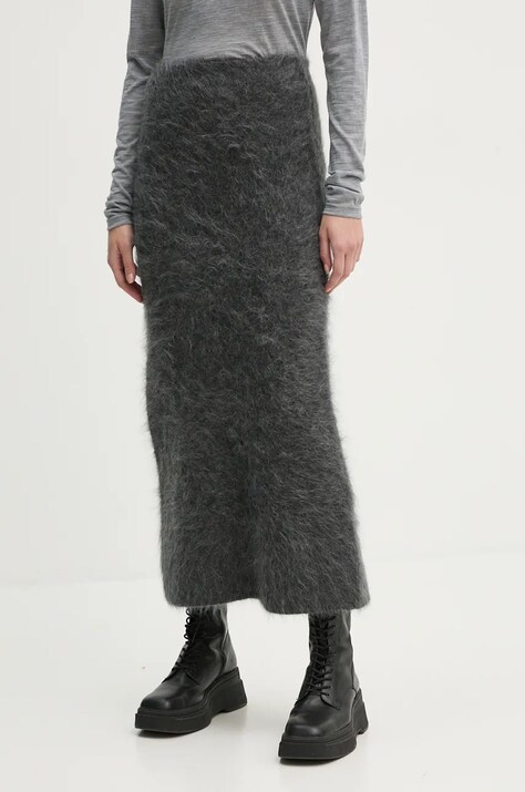 Шерстяная юбка By Malene Birger ESTILLE цвет серый maxi прямая Q72556002