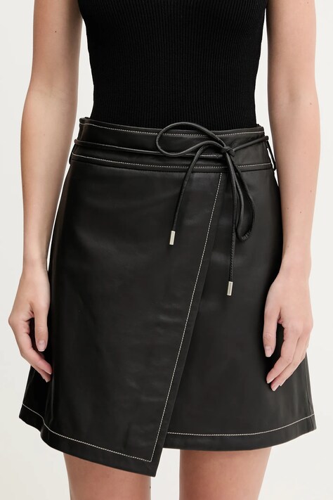 Superdry fustă de piele culoarea negru, mini, creion, W2R.286SL.P31161
