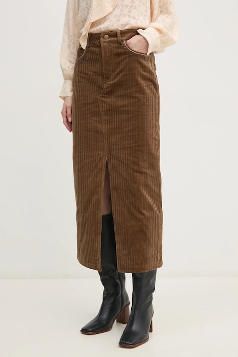 Suknja od samta Hoss Intropia boja: zelena, maxi, pencil, 8428073