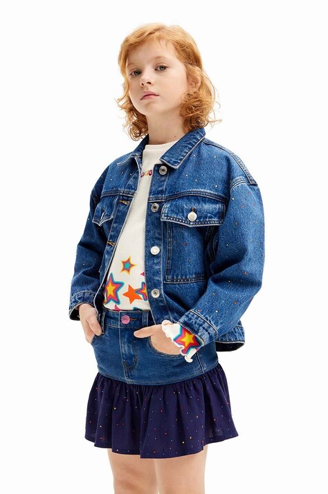 Desigual fustă din denim pentru copii culoarea bleumarin, mini, evazată, 24WGFD01
