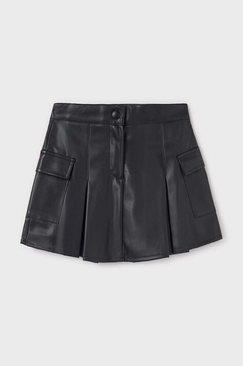 Mayoral fusta fete Spódnica cargo imitacja skóry culoarea negru, mini, evazati, 7972