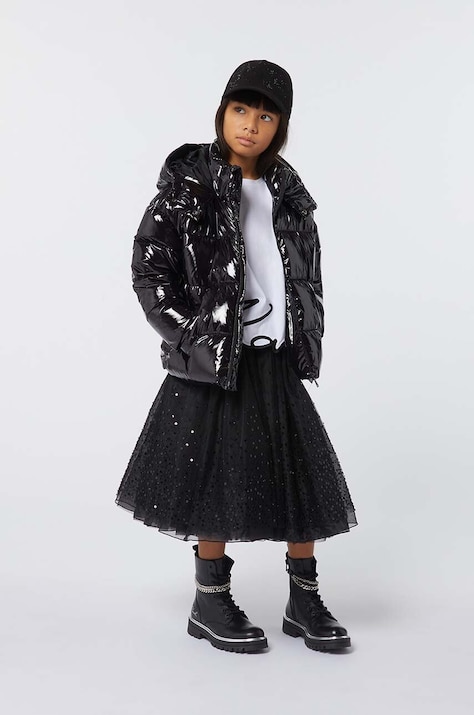 Karl Lagerfeld fusta fete culoarea negru, midi, evazati, Z30199