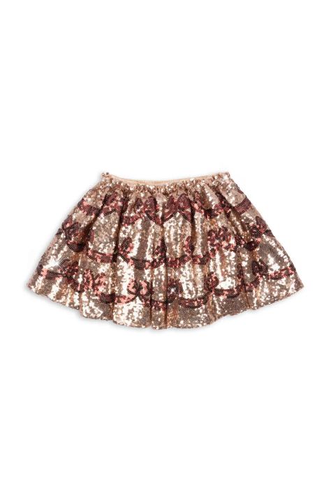 Sukňa Konges Sløjd STARLA BOW WOW SKIRT zlatá farba, mini, áčkový strih, KS102173