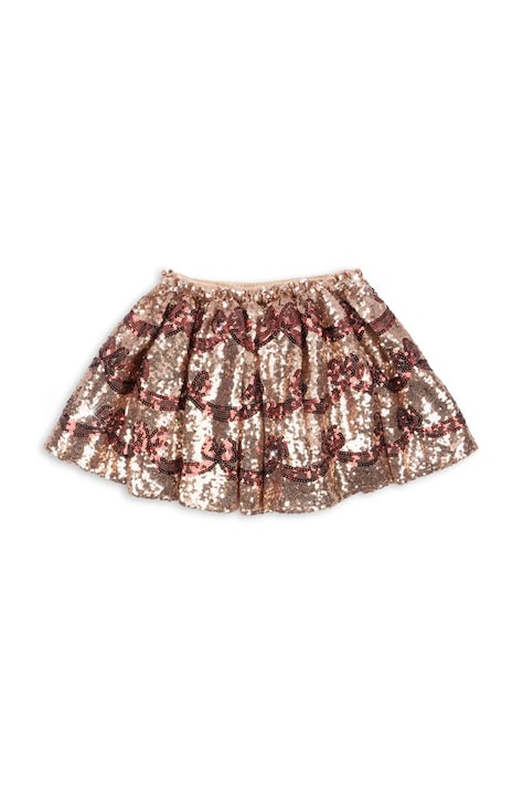 Sukňa Konges Sløjd STARLA BOW WOW SKIRT zlatá farba, mini, áčkový strih, KS102173