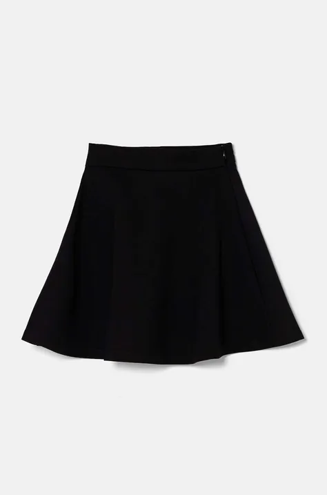 Dievčenská sukňa United Colors of Benetton čierna farba, mini, áčkový strih, 4EOMC000V