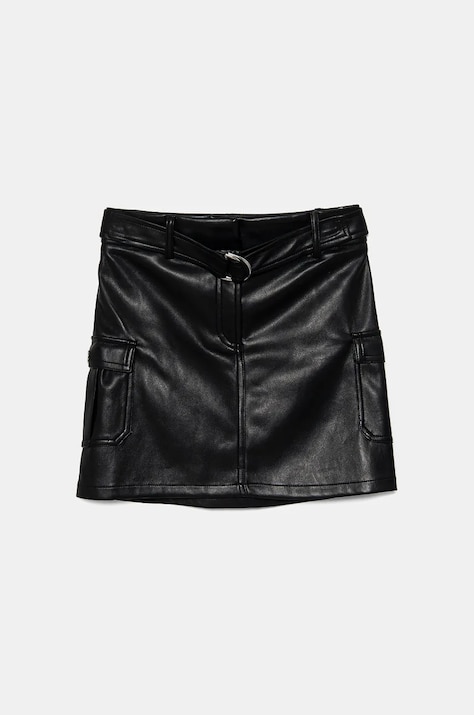 Dievčenská sukňa Guess čierna farba, mini, rovný strih, J4BD07 WE8D0
