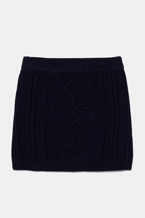 United Colors of Benetton fustă din amestec de lână pentru copii culoarea albastru marin, mini, drept, 1WUAC000E