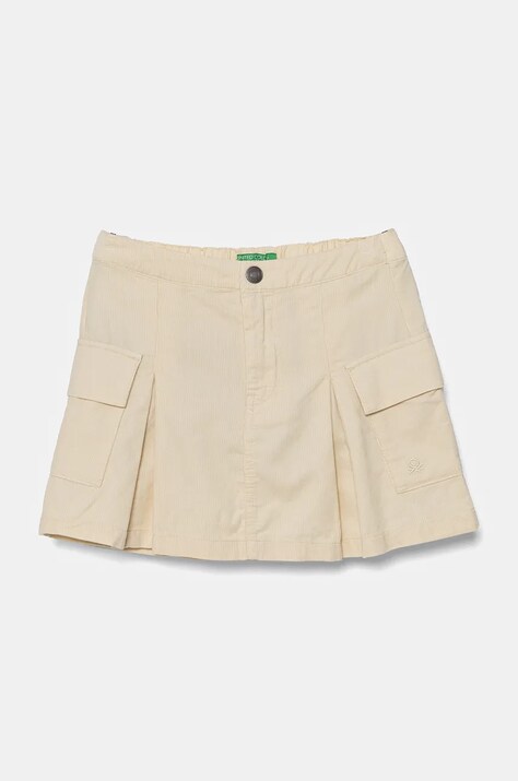Dětská manšestrová sukně United Colors of Benetton béžová barva, mini, 4O5GC0021