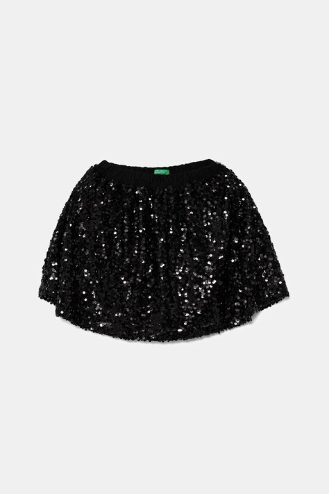 United Colors of Benetton spódnica dziecięca kolor czarny mini rozkloszowana 48U9C001S