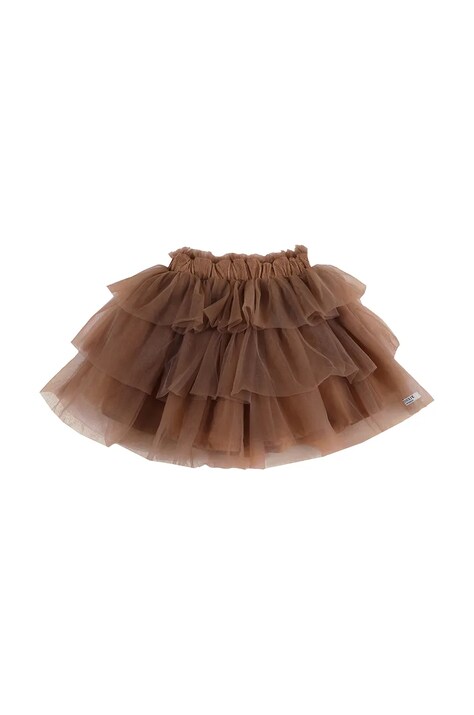Детска пола Donsje Mirre Skirt в кафяво къса разкроена 4087700