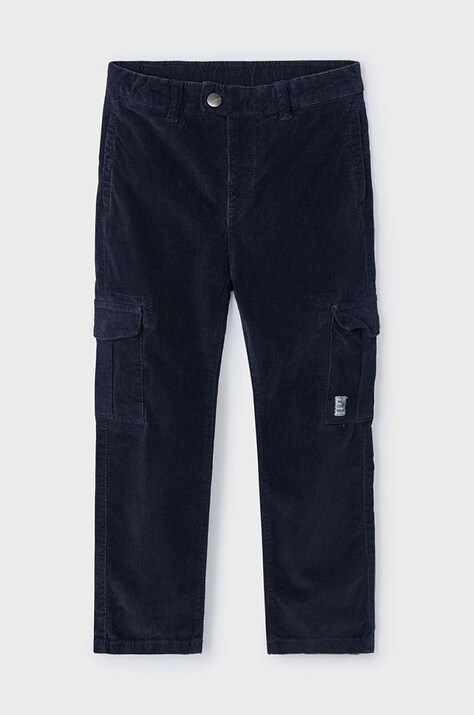 Детские брюки Mayoral cargo sztruks цвет синий однотонные 4535