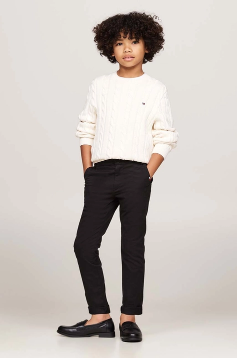 Дитячі штани Tommy Hilfiger 1985 SOFT TWILL CHINO PANTS колір чорний однотонні KB0KB09435