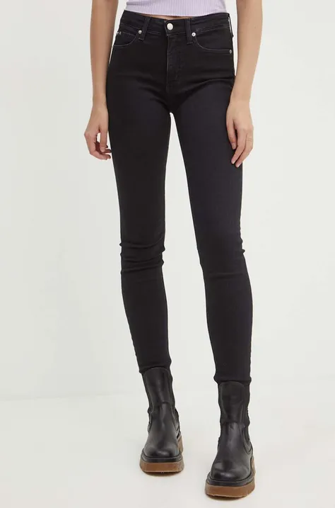 Kavbojke Calvin Klein Jeans ženske, črna barva, J20J223632