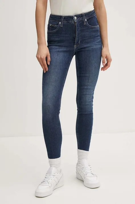 Kavbojke Calvin Klein Jeans ženske, mornarsko modra barva, J20J223650