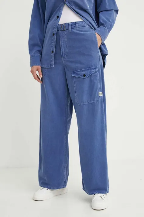 G-Star Raw spodnie bawełniane kolor niebieski szerokie high waist D24361-D295