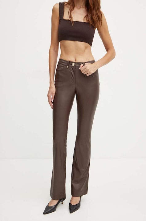 Marciano by Guess pantaloni RAMONA femei, culoarea maro, evazati, high waist, 4YGB01 7114A