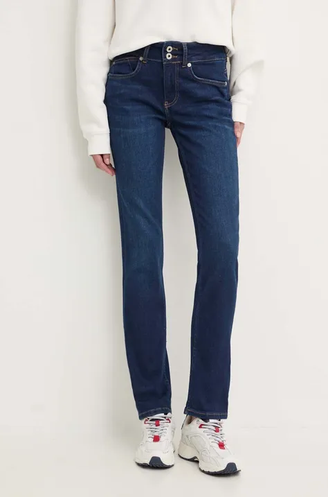 Pepe Jeans jeansi SLIM JEANS MW femei, culoarea albastru marin, PL204735CU1