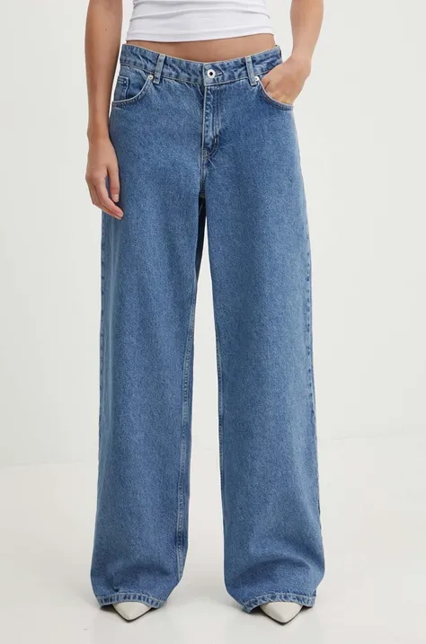 Traperice Karl Lagerfeld Jeans za žene, srednje visoki struk, 245J1107