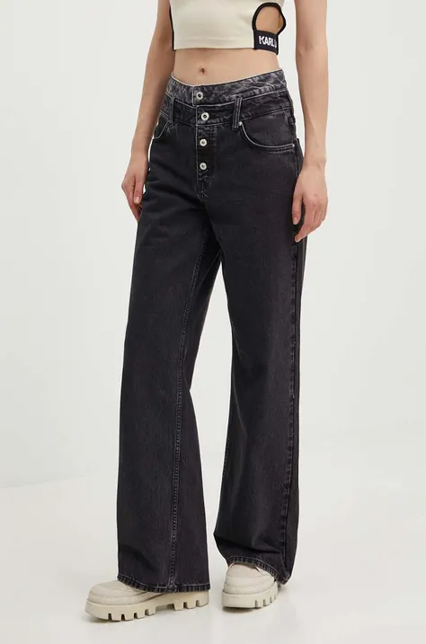 Traperice Karl Lagerfeld Jeans za žene, visoki struk, 245J1111
