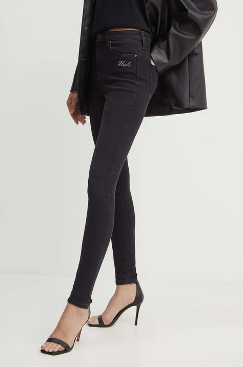 Kavbojke Karl Lagerfeld ženske, črna barva, 245W1101