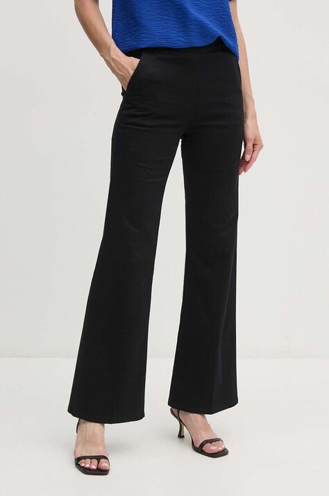 United Colors of Benetton pantaloni femei, culoarea negru, evazati, high waist, 46QRDF06V