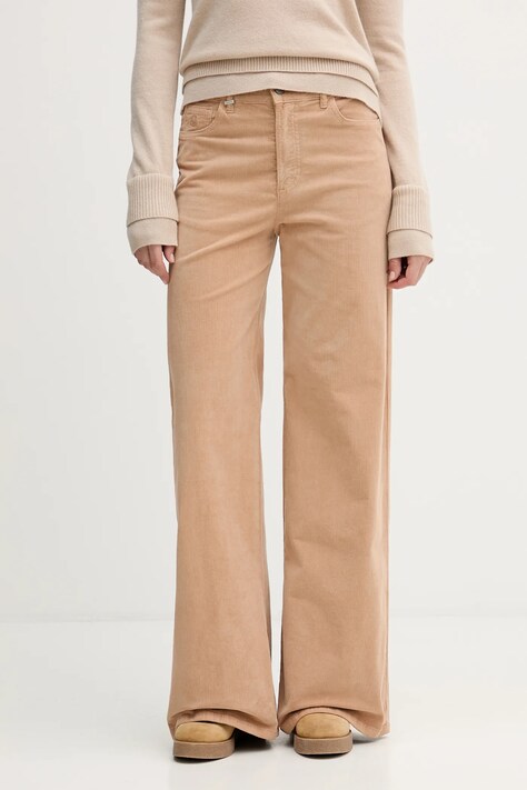 Kalhoty United Colors of Benetton dámské, černá barva, široké, high waist, 41ULDE029