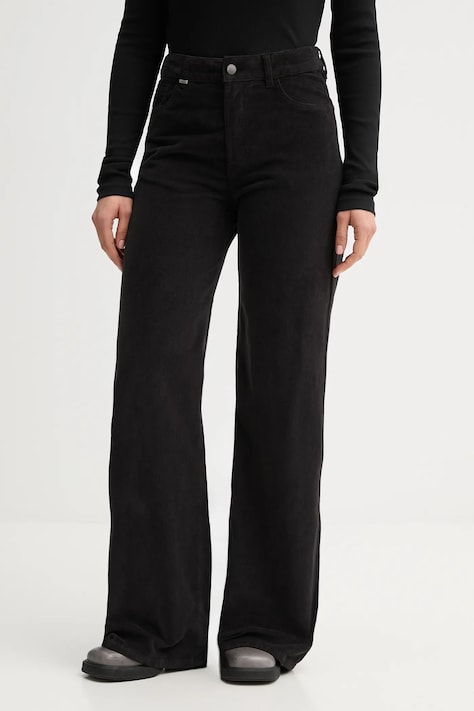 Панталон United Colors of Benetton в черно с широка каройка, с висока талия 41ULDE029