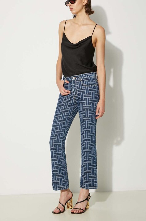 Džíny Kenzo Bara Cropped Fit Jeans dámské, high waist, FE62DP2296J3.DS