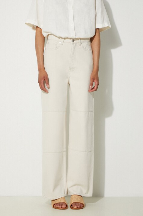 Samsoe Samsoe spodnie Sashelly damskie kolor beżowy proste high waist F24200010
