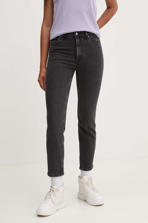 Abercrombie & Fitch jeansi femei, culoarea gri, KI155-3424