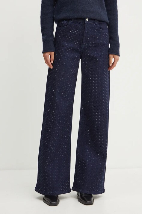 Twinset jeansi femei, culoarea albastru marin, 242AP2361