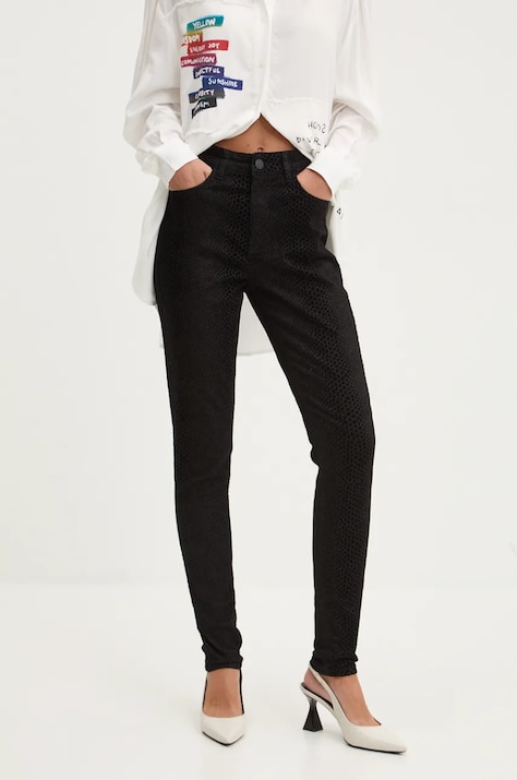 Брюки Desigual ELBA женские цвет чёрный облегающее высокая посадка 24WWPW35