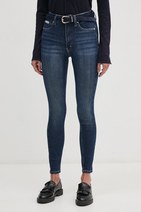 Kavbojke Calvin Klein Jeans ženske, mornarsko modra barva, J20J224916