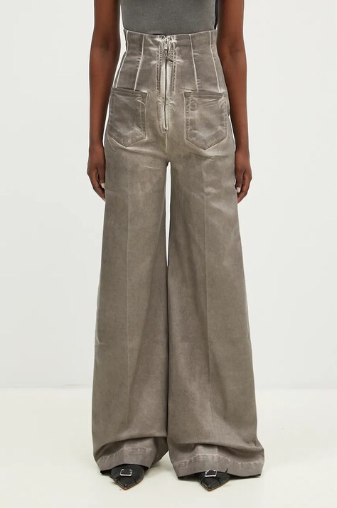 Džíny Rick Owens Dirt Cooper dámské, šedá barva, DS02D2303.HSCF