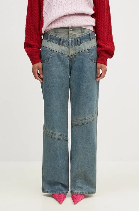 Džíny Andersson Bell Layered Wide-Leg Jeans dámské, modrá barva, apa740ml