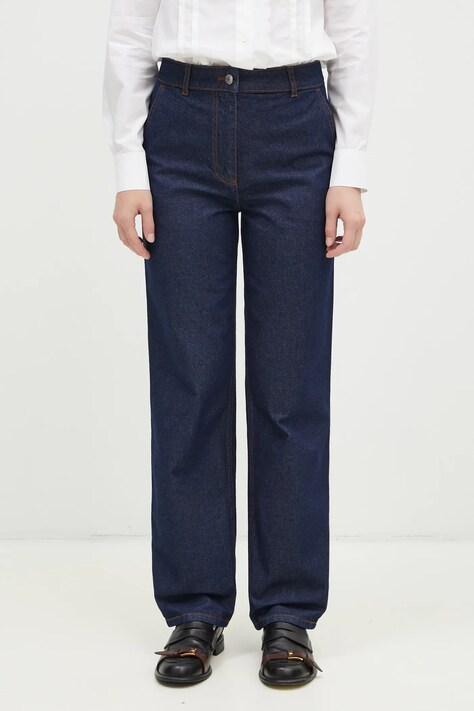 Rifle Maison Kitsuné Straight Denim dámske, vysoký pás, NW01113WW0081